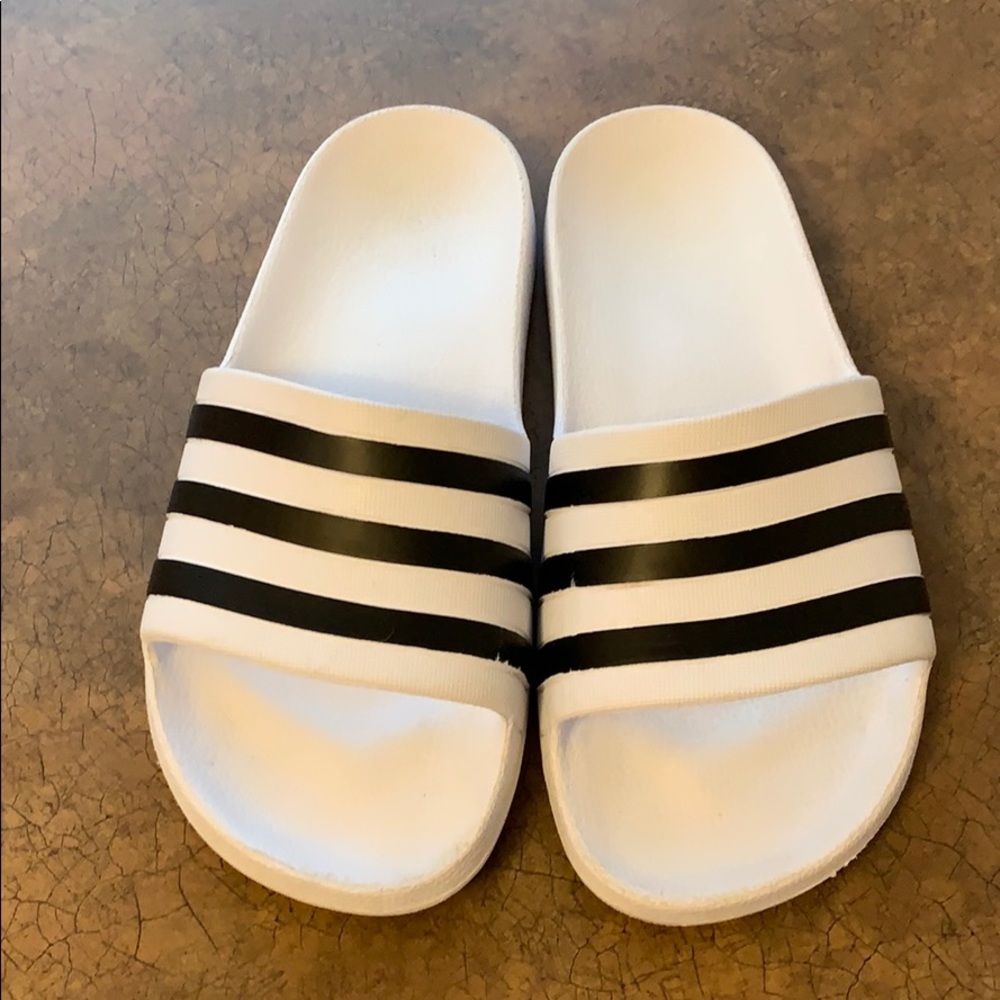 adidas White and Black Slide Sandals